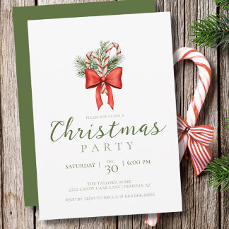 Invitación Fiesta de Navidad con Bastón de Caramelo Simple Vi
