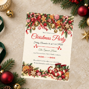 Invitación Fiesta de Navidad con Bastones de Caramelo Caprich