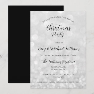 Invitación Fiesta de Navidad con Bokeh de Plata