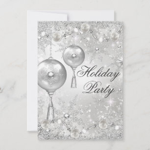 Invitación Fiesta de Navidad con Bola de Cristal y Copo de Ni