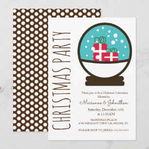Invitación Fiesta de Navidad con Bola de Nieve Moderna