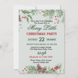 Invitación Fiesta de Navidad con borde de acebo festivo