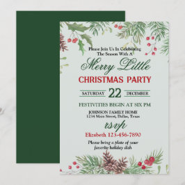 Invitación Fiesta de Navidad con borde de acebo festivo