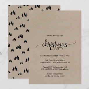 Invitación Fiesta de Navidad con Caligrafía Simple Kraft Fals