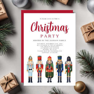 Invitación Fiesta de Navidad con Cascanueces Rojo Festivo