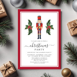 Invitación Fiesta de Navidad con Cascanueces Rojo Festivo