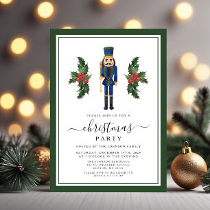 Invitación Fiesta de Navidad con Cascanueces Verde Adorable