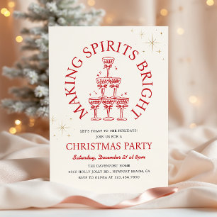 Invitación Fiesta de Navidad con champán para alegrar los esp