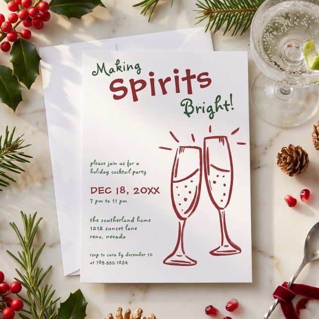Invitación Fiesta de Navidad con champán para alegrar los esp (Subido por el creador)