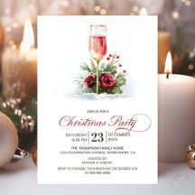 Fiesta de Navidad con champán rosado