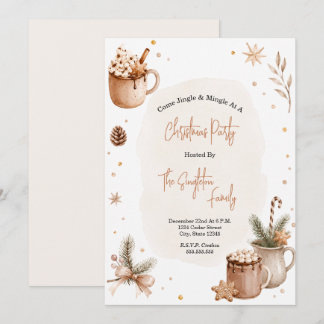 Invitación Fiesta de Navidad con Chocolate Caliente Acuarela
