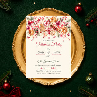 Invitación Fiesta de Navidad con Cítrios y Caramelos Capricho