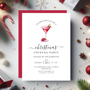 Invitación Fiesta de Navidad con Cóctel Elegante de Vacacione
