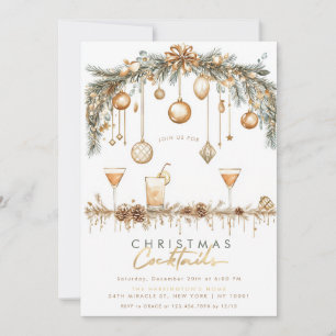 Invitación Fiesta de Navidad con Cóctel Modernista Minimalist