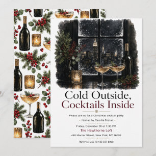 Invitación Fiesta de Navidad con Cócteles Calientes Dentro y
