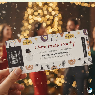 Invitación Fiesta de Navidad con código de barras y nombre de