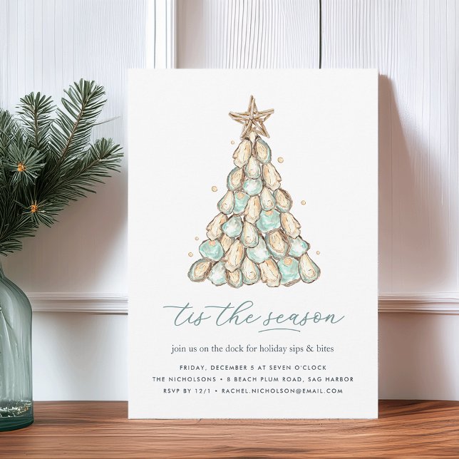 Invitación Fiesta de Navidad con Conchas de Ostra Costeras (Subido por el creador)