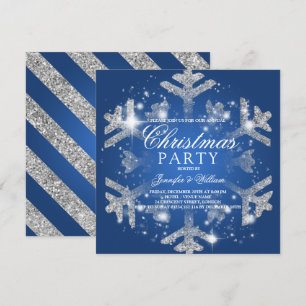 Invitación Fiesta de Navidad con copo de nieve brillante en P