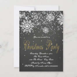 Invitación Fiesta de Navidad con copo de nieve en pizarra dor