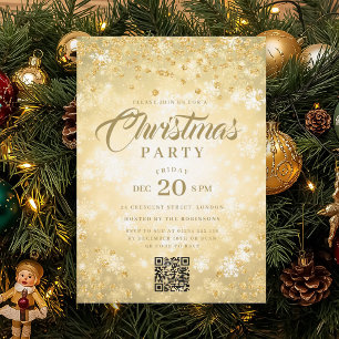 Invitación Fiesta de Navidad con Diamantes Brillantes de Oro 