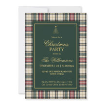 Fiesta de Navidad con elegante tartán verde y oro