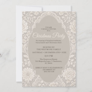 Invitación Fiesta de Navidad con Encaje Victoriano Vintage