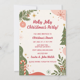 Invitación Fiesta de Navidad con estilo retro adorable