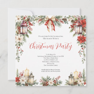 Invitación Fiesta de Navidad con Florales de Invierno en Acua