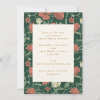 Fiesta de Navidad con flores rojas y verdes vintag