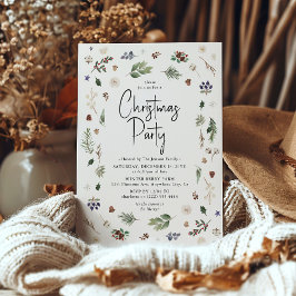 Invitación Fiesta de Navidad con Foliaje de Invierno en Acuar