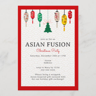 Invitación Fiesta de Navidad con Fusión Asiática   Faroles El