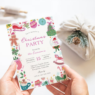 Invitación Fiesta de Navidad con Garabatos Caprichosos