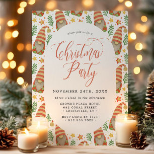 Invitación Fiesta de Navidad con Gnome Escandinavo Acuarela
