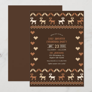 Invitación Fiesta de Navidad con Jersey Feo de Cacao y Canela