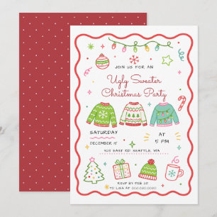 Invitación Fiesta de Navidad con Jersey Feo de Doodle