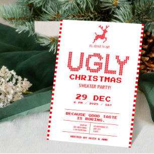 Invitación Fiesta de Navidad con Jersey Feo   Pixel Knit Dive