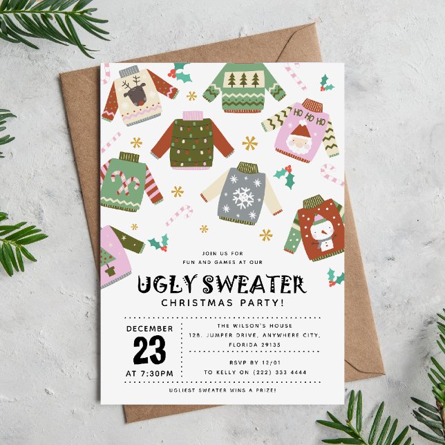 Invitación Fiesta de Navidad con Jersey Feo Retro (Subido por el creador)
