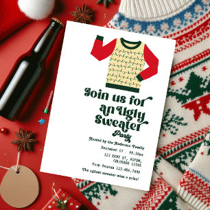 Invitación Fiesta de Navidad con Jersey Feo Retro