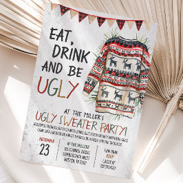 Invitación Fiesta de Navidad con Jersey Feo Rústico
