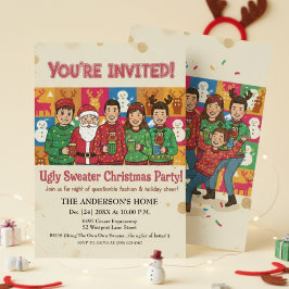 Invitación Fiesta de Navidad con Jersey Feo Vintage Casual 