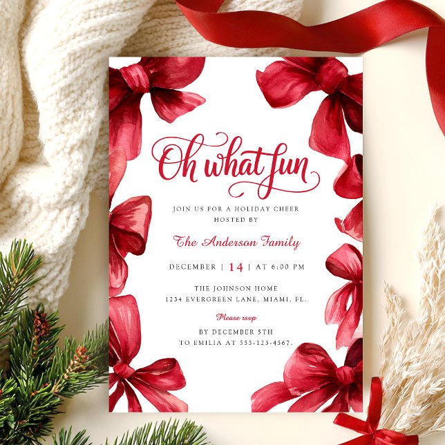 Invitación Fiesta de Navidad con Lazo (Subido por el creador)
