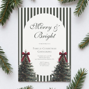 Invitación Fiesta de Navidad con lazo de acuarela y letra ele