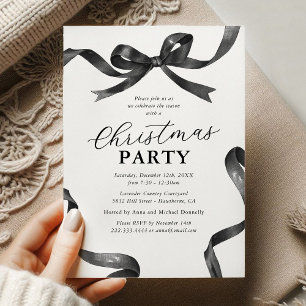 Invitación Fiesta de Navidad con Lazo Elegante
