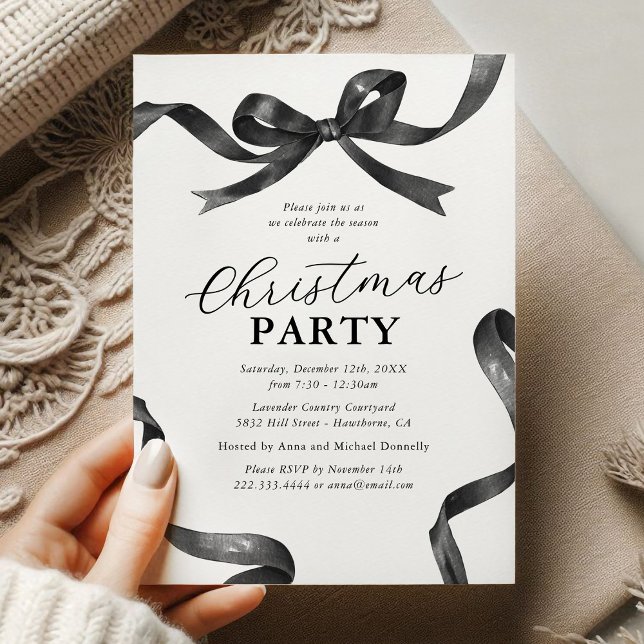 Invitación Fiesta de Navidad con Lazo Elegante (Subido por el creador)