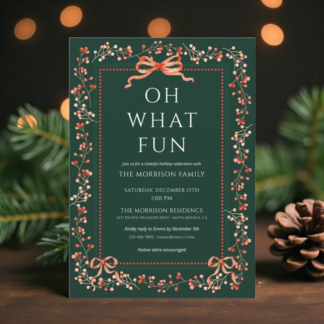 Invitación Fiesta de Navidad con lazo rojo elegante (Subido por el creador)