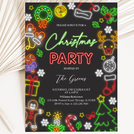 Invitación Fiesta de Navidad con Luces de Neón
