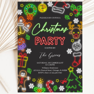 Invitación Fiesta de Navidad con Luces de Neón