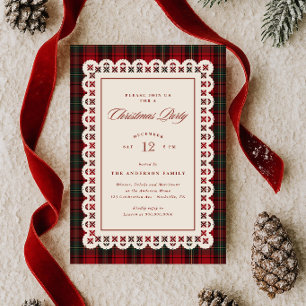 Invitación Fiesta de Navidad con Marco de Punto de Encaje Tar