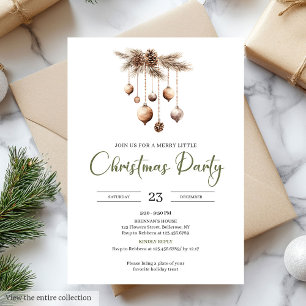 Invitación Fiesta de Navidad con marfil oliva neutro a mano