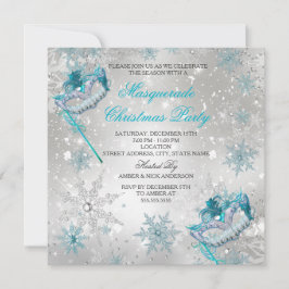 Invitación Fiesta de Navidad con Máscara de Copo de Nieve Pla